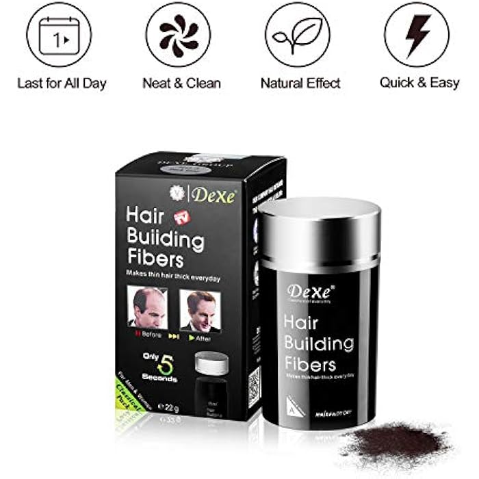 Dexe Hair Building Fibers Color Powder Instantly Thicken Thinning Hair for Men and Women (Black) - Image 5
